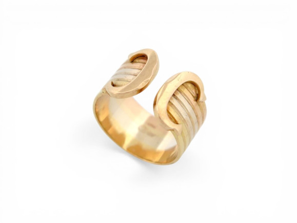  bague cartier double c en 3 ors jaune rose