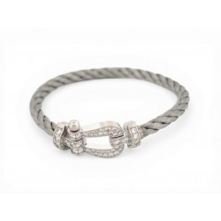 BRACELET FRED FORCE 10 GM MANILLE EN OR GRIS 18K 52 DIAMANTS 0B0050 ACIER 11500€