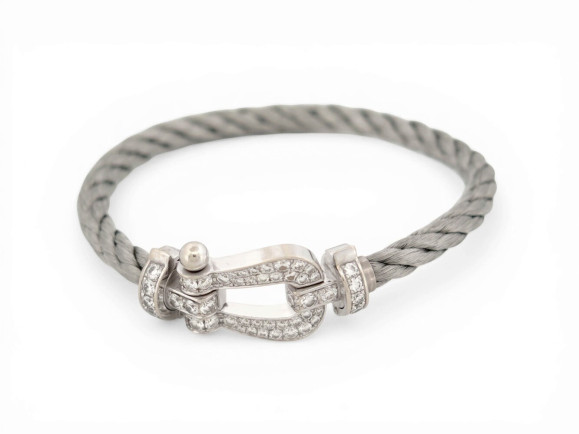 bracelet fred force 10 gm manille en or gris 18k 52