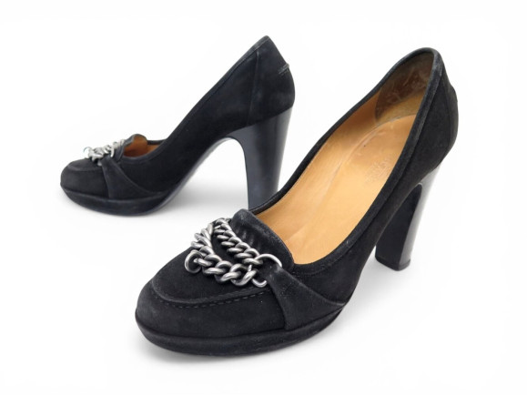 chaussures hermes chaine 36 escarpins en daim veau