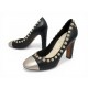 CHAUSSURES CHANEL CAMELIAS LOGO CC G30508 37 ESCARPINS EN CUIR NOIR SHOES 1400€