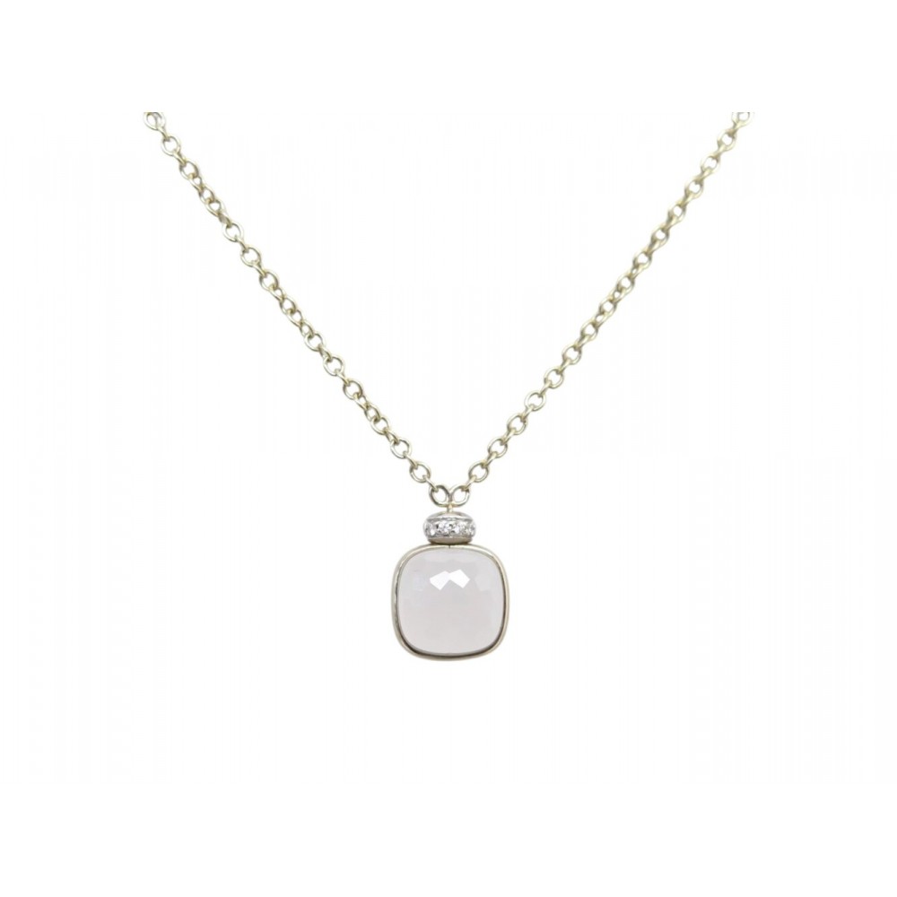 NEUF COLLIER POMELLATO NUDO MINI PENDENTIF OR JAUNE 18K ET QUARTZ NECKLACE 2400€
