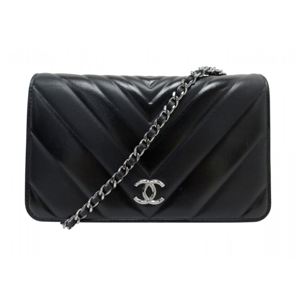 NEUF SAC A MAIN CHANEL WALLET ON CHAIN TIMELESS EN CUIR CHEVRON WOC BAG 4100€