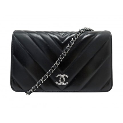 NEUF SAC A MAIN CHANEL WALLET ON CHAIN TIMELESS EN CUIR CHEVRON WOC BAG 4100€