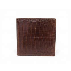VINTAGE PORTEFEUILLE LANCEL CUIR DE CROCODILE MARRON PORTE CARTES BROWN WALLET