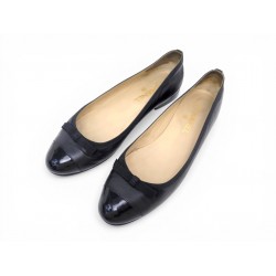 CHAUSSURES CHANEL BALLERINES NOEUD LOGO CC G26365 41 CUIR NOIR FLAT SHOES 960€