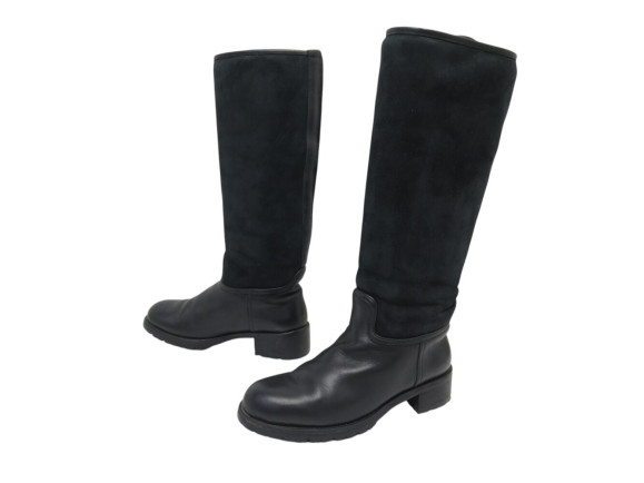 chaussures hermes bottes 36 cavalieres en cuir noir