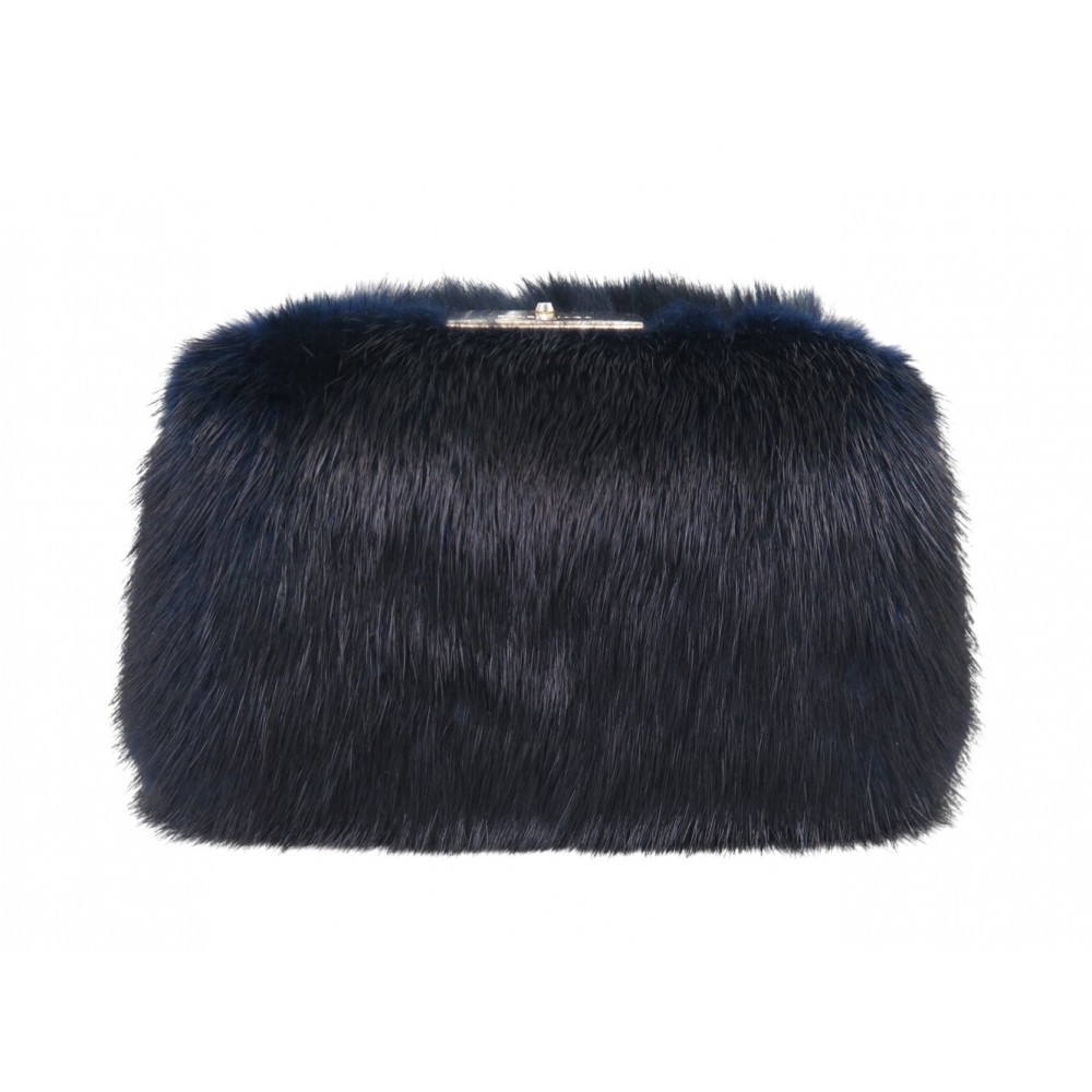 SAC A MAIN BALENCIAGA 371093 MINAUDIERE FOURRURE DE VISON MINK FUR CLUTCH 1990€