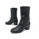 CHAUSSURES CHANEL BOTTINES A TALONS LOGO CC EN CUIR NOIR 36.5 BOOTS SHOES 1550€