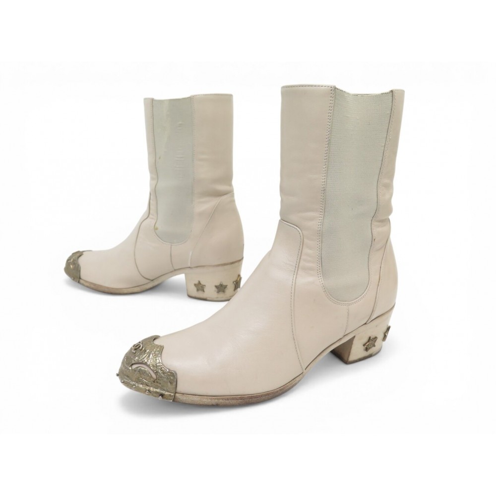 CHAUSSURES CHANEL G30046 BOTTINES PARIS-DALLAS COW-BOY SANTIAGS 36.5 BOOTS 1550€