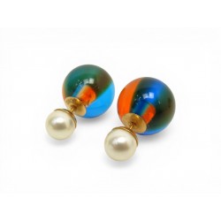 NEUF BOUCLES D'OREILLES DIOR TRIBALES MULTICOLORES METAL DORE GOLD EARRINGS 390€
