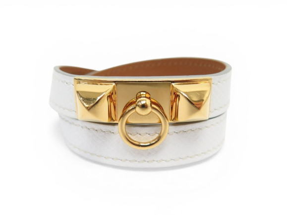 bracelet hermes rivale double tour 16.2cm en cuir