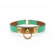 NEUF BRACELET HERMES RIVALE MINI EN CUIR SWIFT VERT H081181 T1 GOLD BANGLE 495€