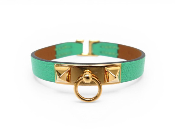 bracelet hermes rivale mini en cuir swift vert