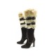 NEUF CHAUSSURES HERMES BOTTES RAYA 38 EN CHEVRE & FOURRURE + SAC FUR BOOTS 1250€