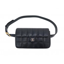 SAC CEINTURE CHANEL POCHETTE CEINTURE CHOCOLATE BAR CUIR CAVIAR BELT BAG 2800€