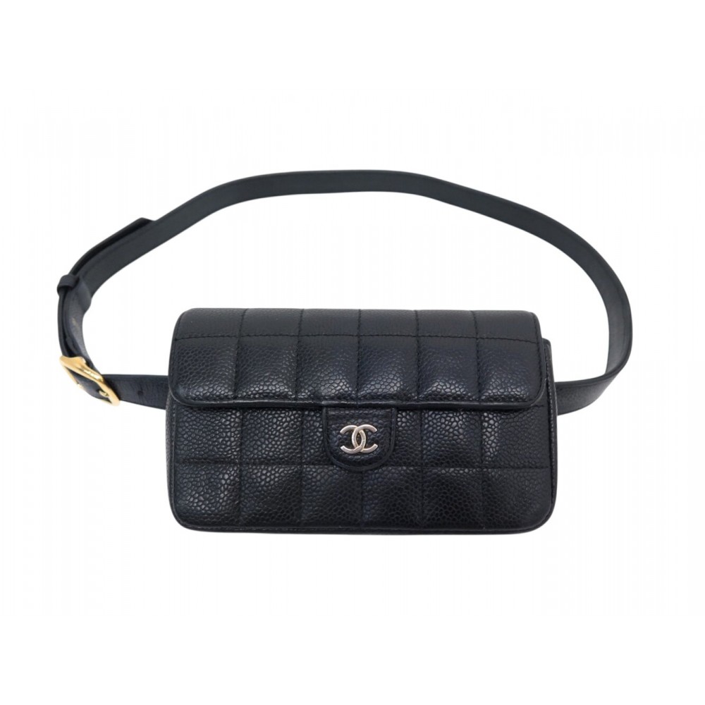 SAC CEINTURE CHANEL POCHETTE CEINTURE CHOCOLATE BAR CUIR CAVIAR BELT BAG 2800€