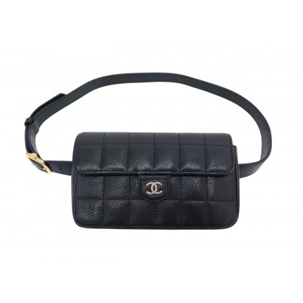 SAC CEINTURE CHANEL POCHETTE CEINTURE CHOCOLATE BAR CUIR CAVIAR BELT BAG 2800€