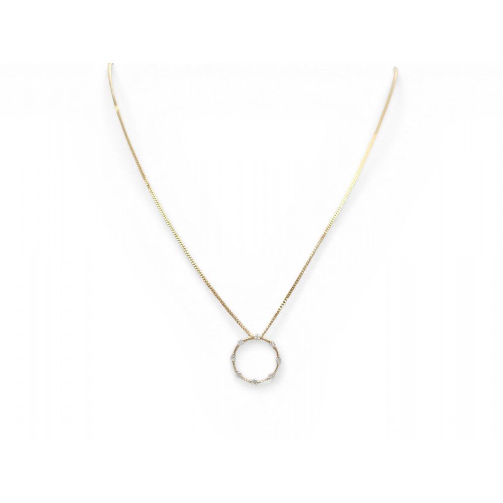 NEUF PENDENTIF EN OR JAUNE 18K 8 DIAMANTS BRILLANTS CHAINE HISTOIRE D'OR 9K 54CM