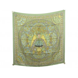 FOULARD HERMES LUMIERES DE PARIS CARRE 90 SOIE VERT NATSUNO HIDAKA SCARF 580€