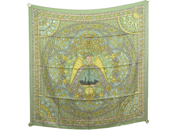 foulard hermes lumieres de paris carre 90 soie vert