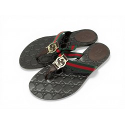 CHAUSSURES GUCCI 270374 TONGS FLIP FLOP 39 MONOGRAMME LOGO GG TOILE WEB 39 650€