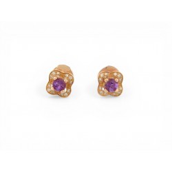 NEUF BOUCLES D'OREILLES MAUBOUSSIN CHANCE OF LOVE OR ROSE 18K AMETHYSTE 4500€