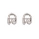 NEUF BOUCLES D'OREILLES CHANEL LOGO CC & STRASS METAL ARGENTE NEW EARRINGS 850€