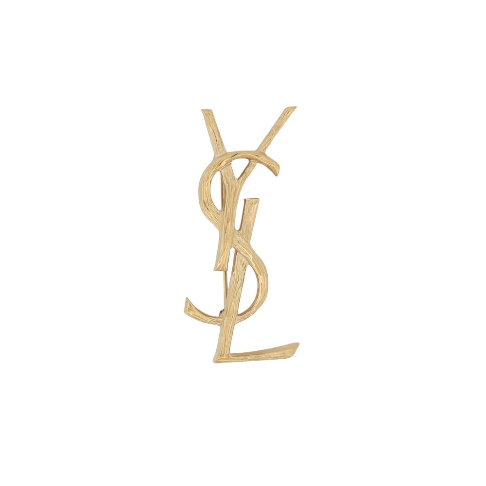 NEUF BROCHE SAINT LAURENT 748486 CASSANDRE MONOGRAMME YSL ECORCE BROOCH 380€