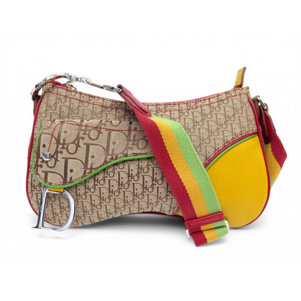 NEUF SAC A MAIN CHRISTIAN DIOR RASTA JOHN GALLIANO TOILE OBLIQUE HANDBAG 3150€