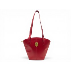 VINTAGE SAC A MAIN CHRISTIAN DIOR PORTE EPAULE CUIR ROUGE LOGO CD LEATHER BAG