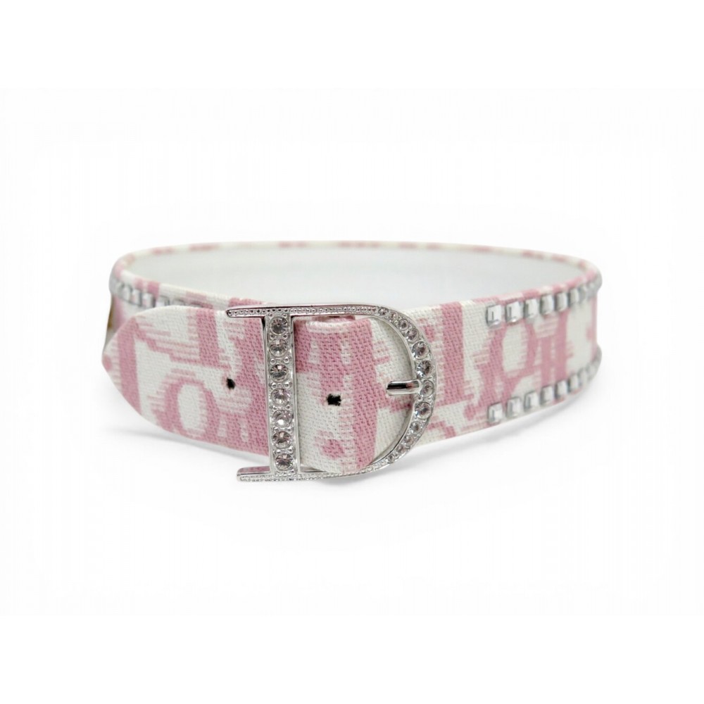 COLLIER CHRISTIAN DIOR CHOCKER JOHN GALLIANO TOILE OBLIQUE ROSE STRASS NECKLACE