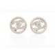NEUF BOUCLES D'OREILLES CHANEL 2022 LOGO CC STRASS EN METAL ARGENTE EARRINGS NEW