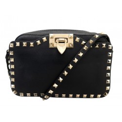 SAC A MAIN VALENTINO ROCKSTUD ROLLING NOIR BANDOULIERE EN CUIR HAND BAG 2200€