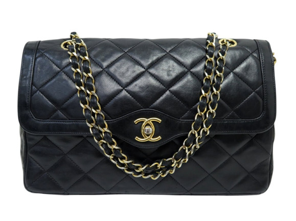 sac a main chanel diana cuir matelasse noir