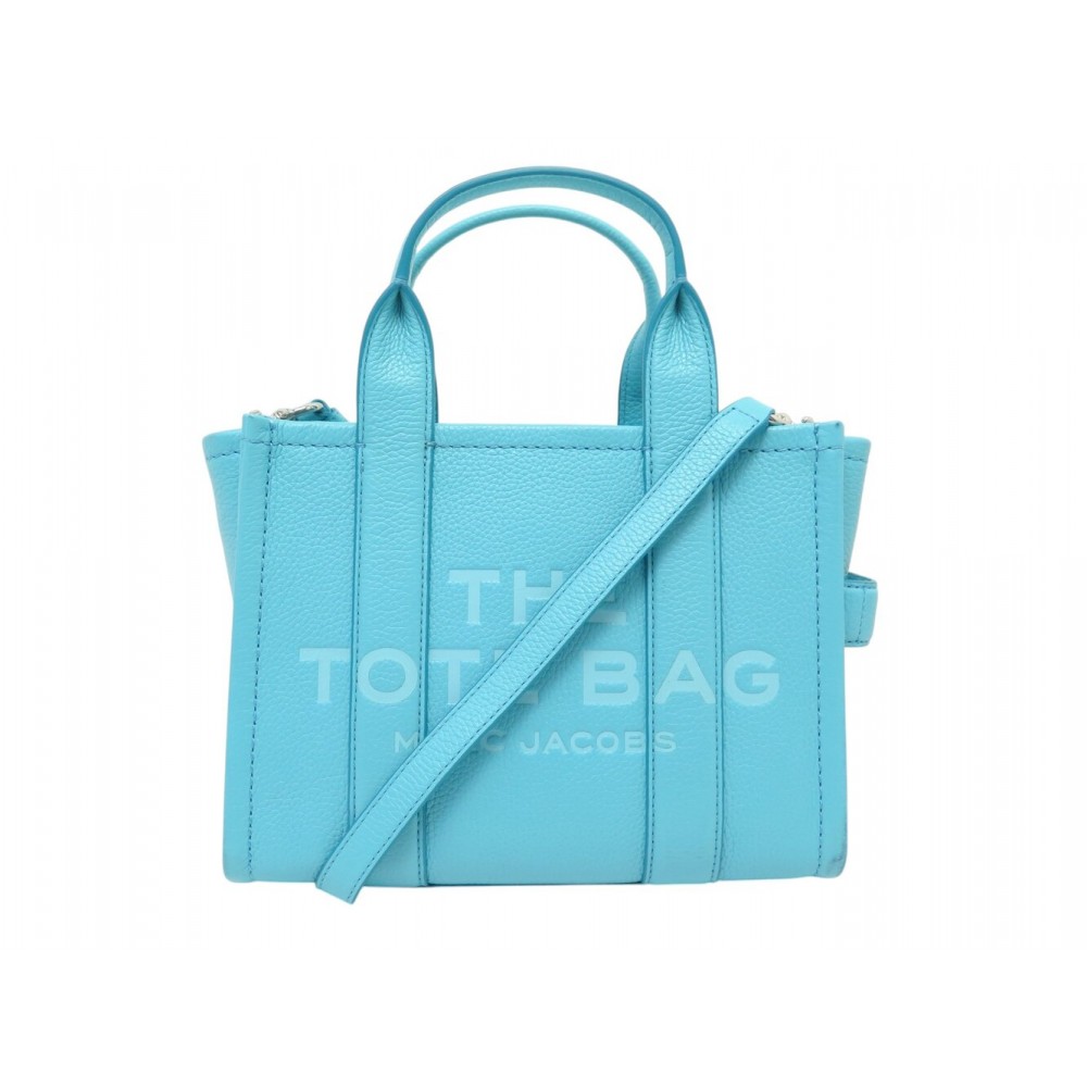 NEUF SAC MARC JACOBS THE SMALL TOTE BAG H009L01SP21 CUIR BLEU BANDOULIERE 475€
