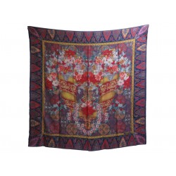 VINTAGE CHALE CHRISTIAN DIOR MULTICOLORE CARRE 130CM LAINE SOIE WOOL SILK SCARF