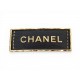 NEUF BROCHE CHANEL PLAQUE LOGO CUIR METAL DORE LEATHER STEEL GOLDEN BROOCH 620€