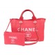 SAC A MAIN CHANEL DEAUVILLE SHOPPING PM EN TOILE ROSE PINK TOTE HAND BAG 4500€