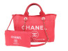 sac a main chanel deauville shopping pm en toile rose