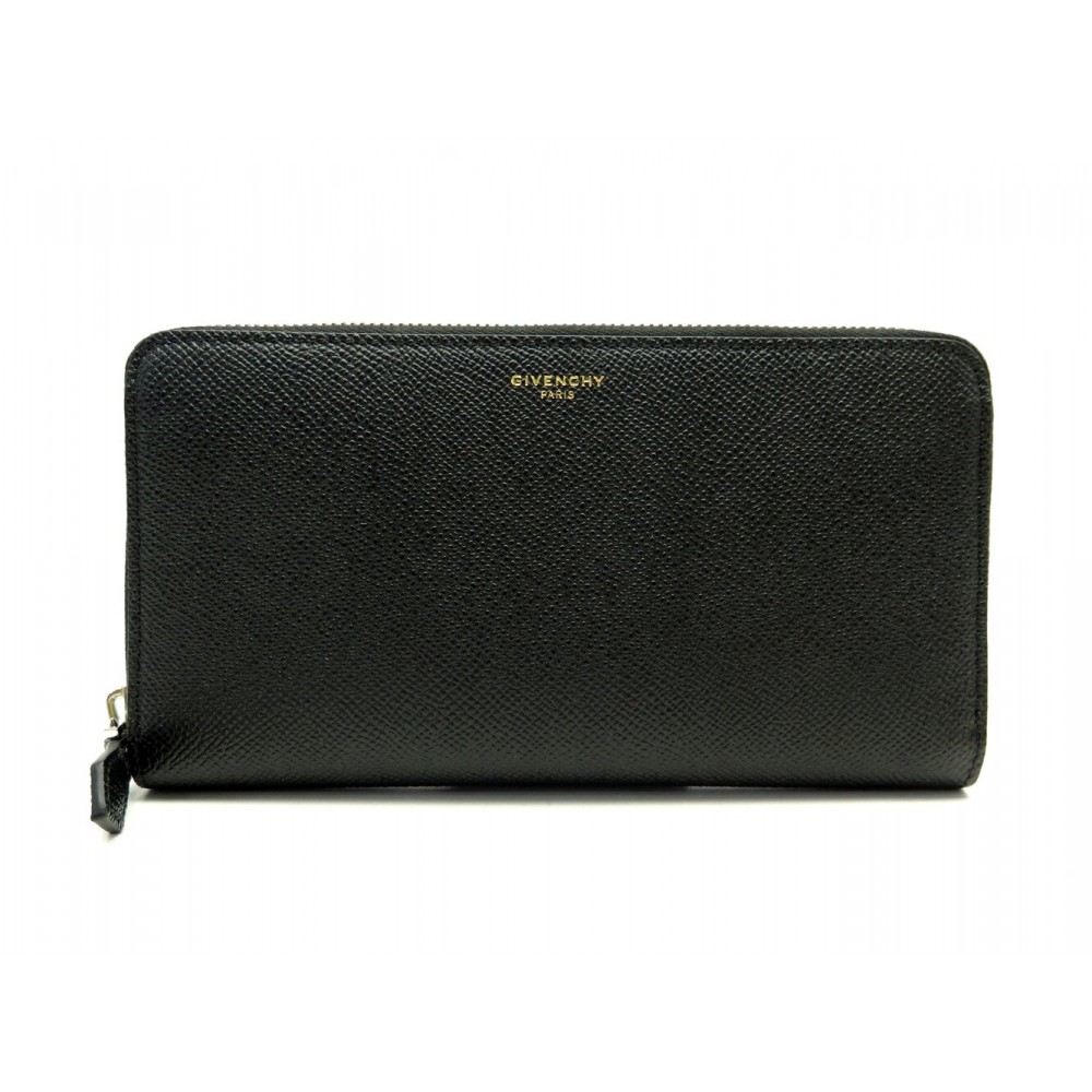 NEUF PORTEFEUILLE GIVENCHY PANDORA EN CUIR GRAINE NOIR PORTE MONNAIE WALLET 490€