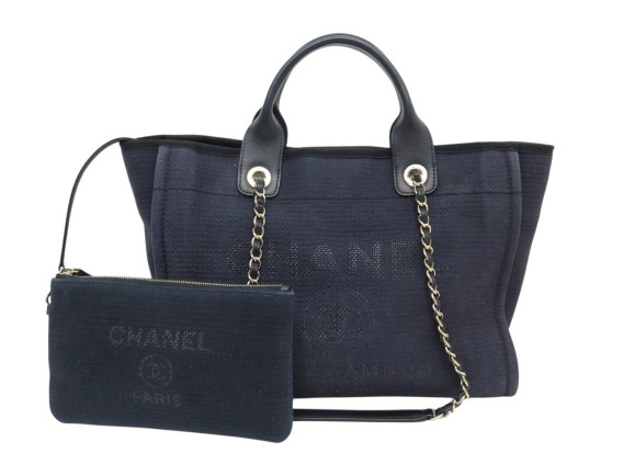 sac a main chanel deauville shopping pm en toile noir