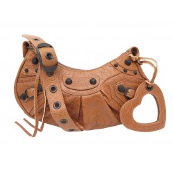 NEUF SAC A MAIN BALENCIAGA CAGOLE XS 671309 CUIR CAMEL BANDOULIERE HANDBAG 1990€