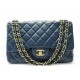 SAC A MAIN CHANEL TIMELESS JUMBO SIMPLE RABAT CUIR BLEU BANDOULIERE BAG 11100€