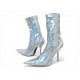 NEUF CHAUSSURES BALENCIAGA KNIFE SEQUINS ARGENTES BOTTINES A TALONS BOOTS 1755€