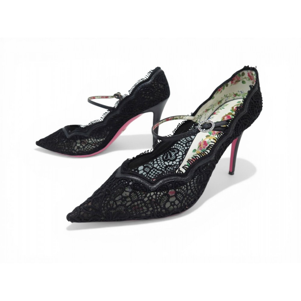 CHAUSSURES GUCCI PIZZO VENICE 488328 42 ESCARPINS EN DENTELLE NOIRE SHOES 950€
