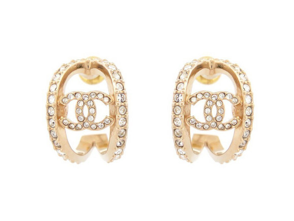  boucles d'oreilles chanel ab8870 logo cc dore
