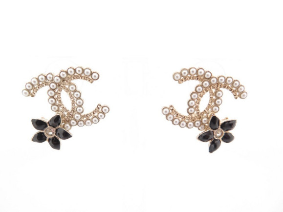  boucles d'oreilles chanel logos cc metal dore