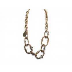 VINTAGE COLLIER LANVIN CHAINE METAL DORE ET STRASS SAUTOIR 88 CM GOLDEN NECKLACE