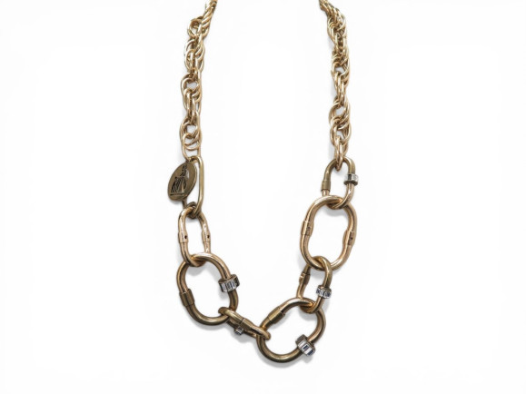  collier lanvin chaine metal dore et strass